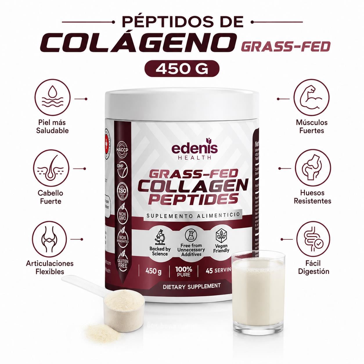 PÉPTIDOS DE COLÁGENO GRASS-FED 450G EDENIS HEALTH