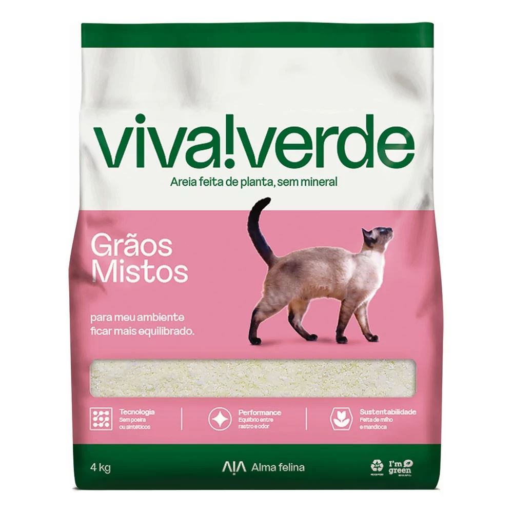 Arena Higienica para Gatos de Granos Mixtos Viva Verde 4Kg