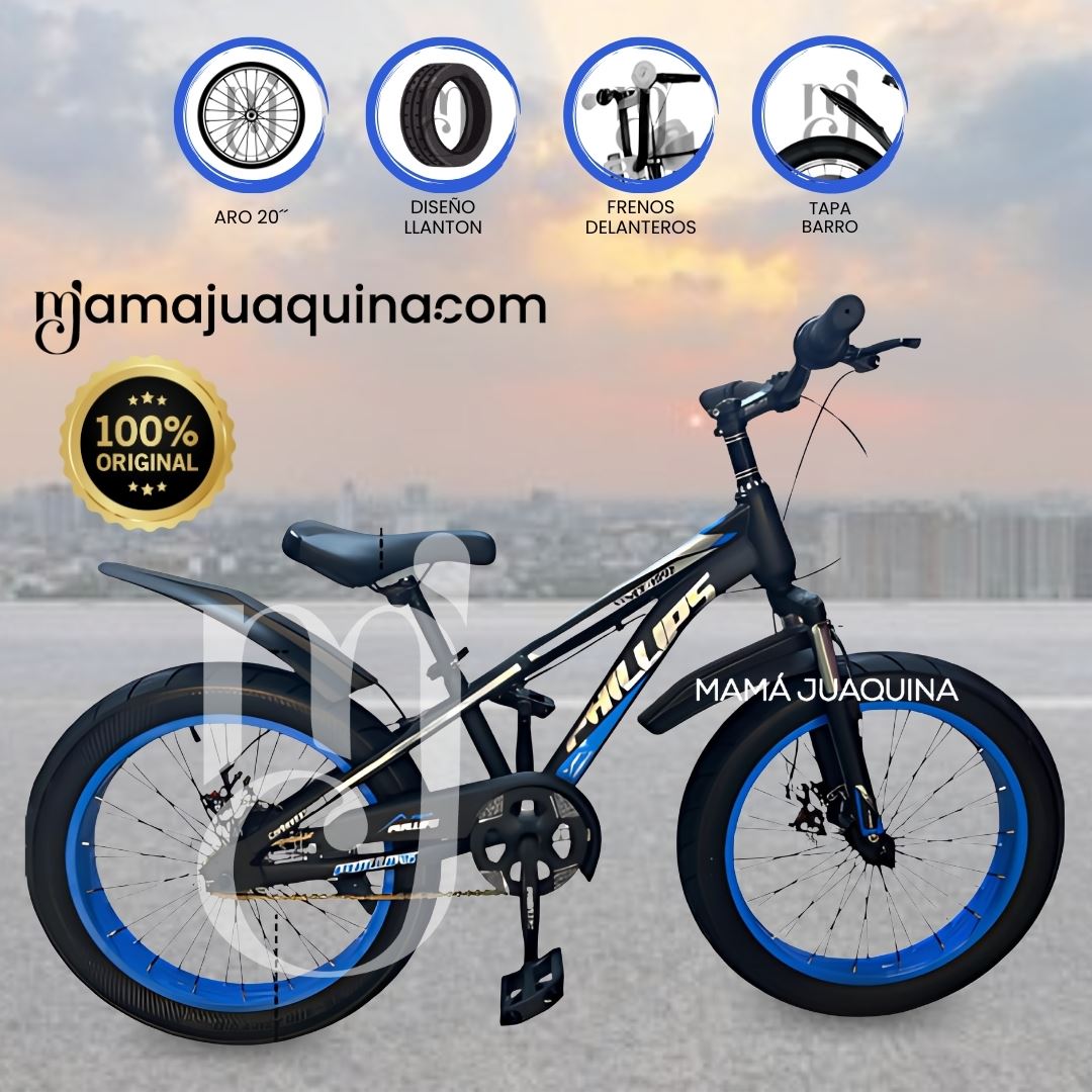 Bicicleta Deportiva Aro 20 «PHILLIPS» Llantas Anchas Blue