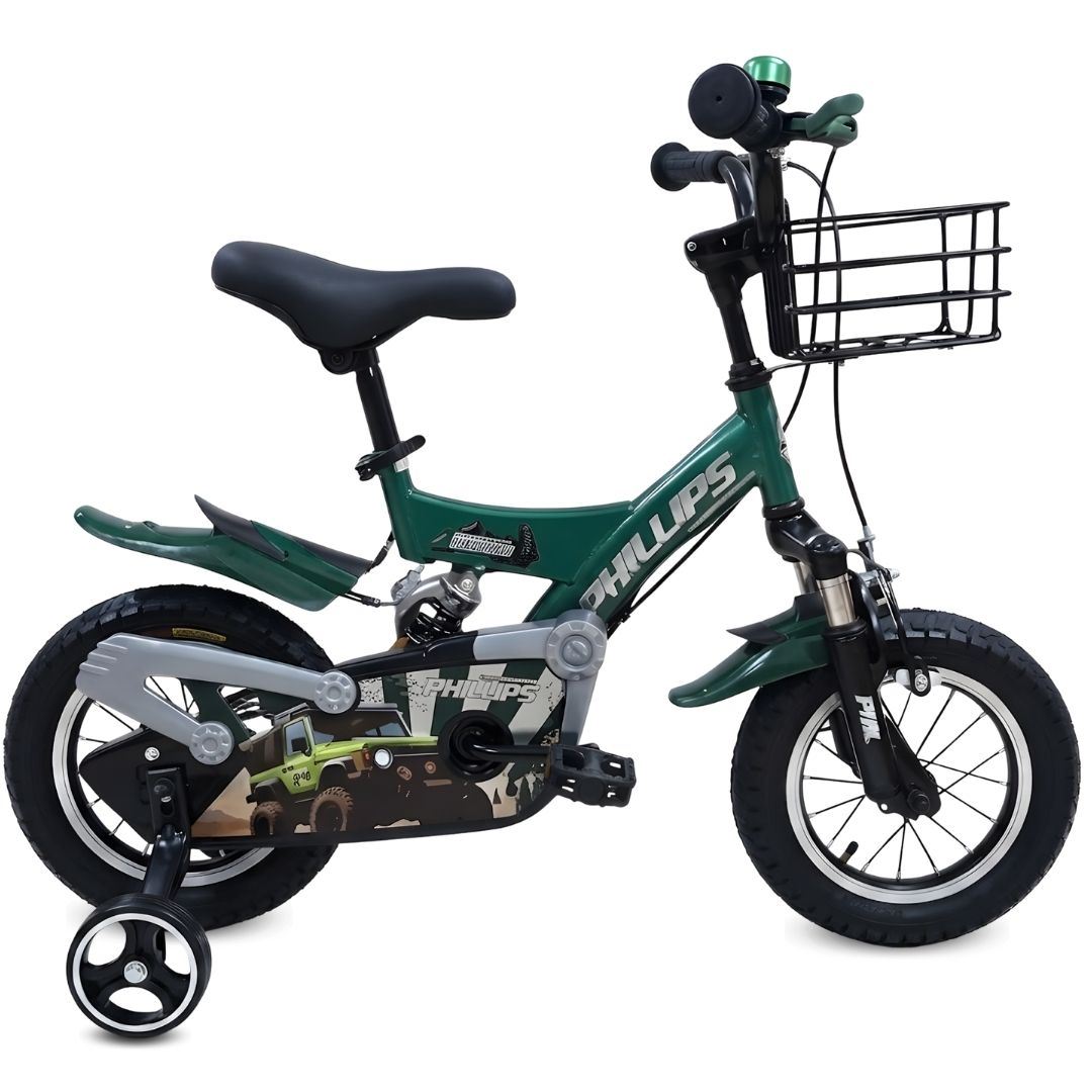 Bicicleta para Niño Aro 12 «PHILLIPS KIDS» con Canasta Green