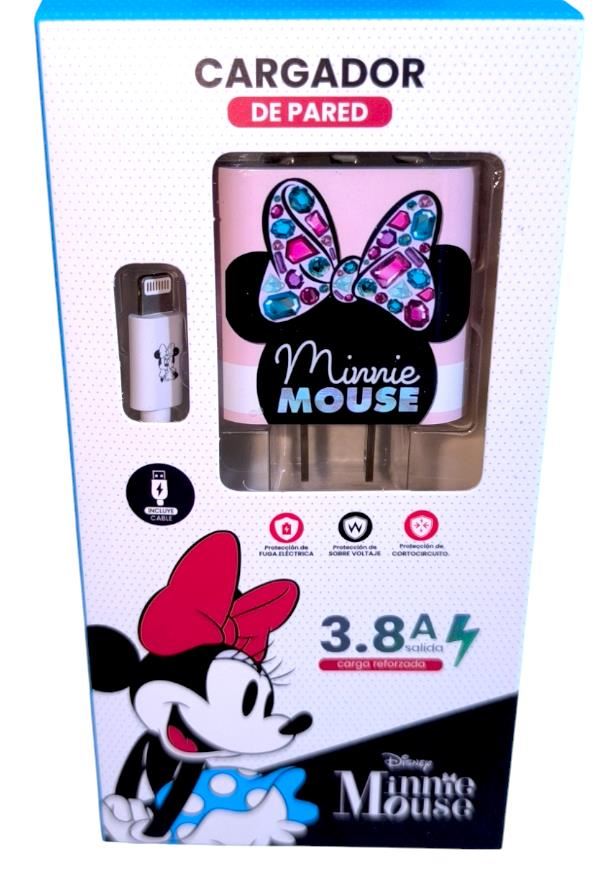 CARGADOR LICENCIADO DISEÑO MINNIE MOUSE COMPATIBLE PARA IPHONE.