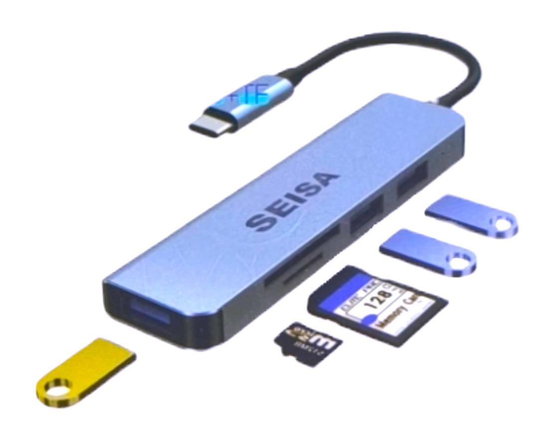 CONVERTIDOR 5 EN 1: TIPO-C A SD/TF + USB3.0 + USB2*2