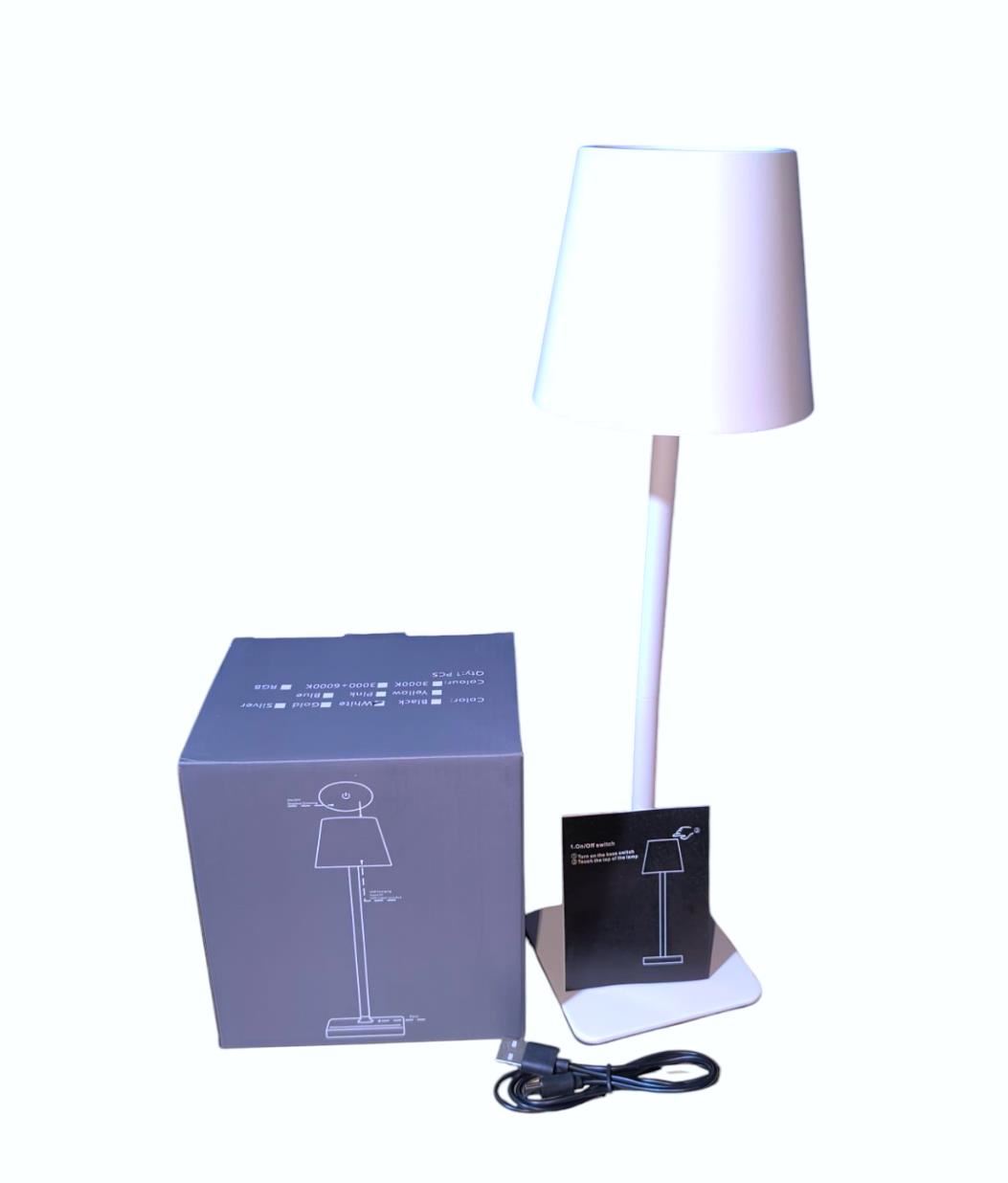 LAMPARA DE MESA O ESCRITORIO TÁCTIL CON CARGA USB DISEÑO ARMABLE COLOR BLANCO