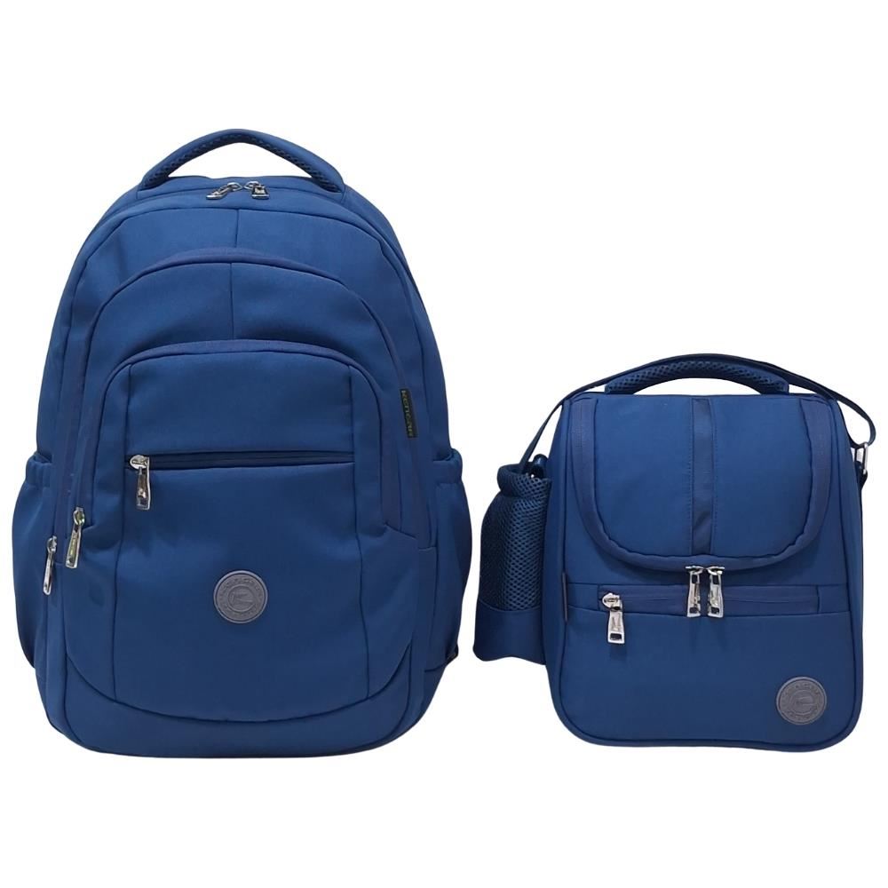 KIT ESCOLAR MOCHILA PIERO + LONCHERA PRADO ACERO