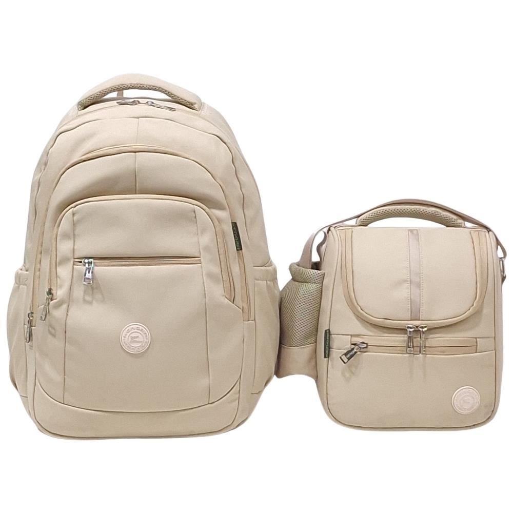 KIT ESCOLAR MOCHILA PIERO + LONCHERA PRADO CREMA