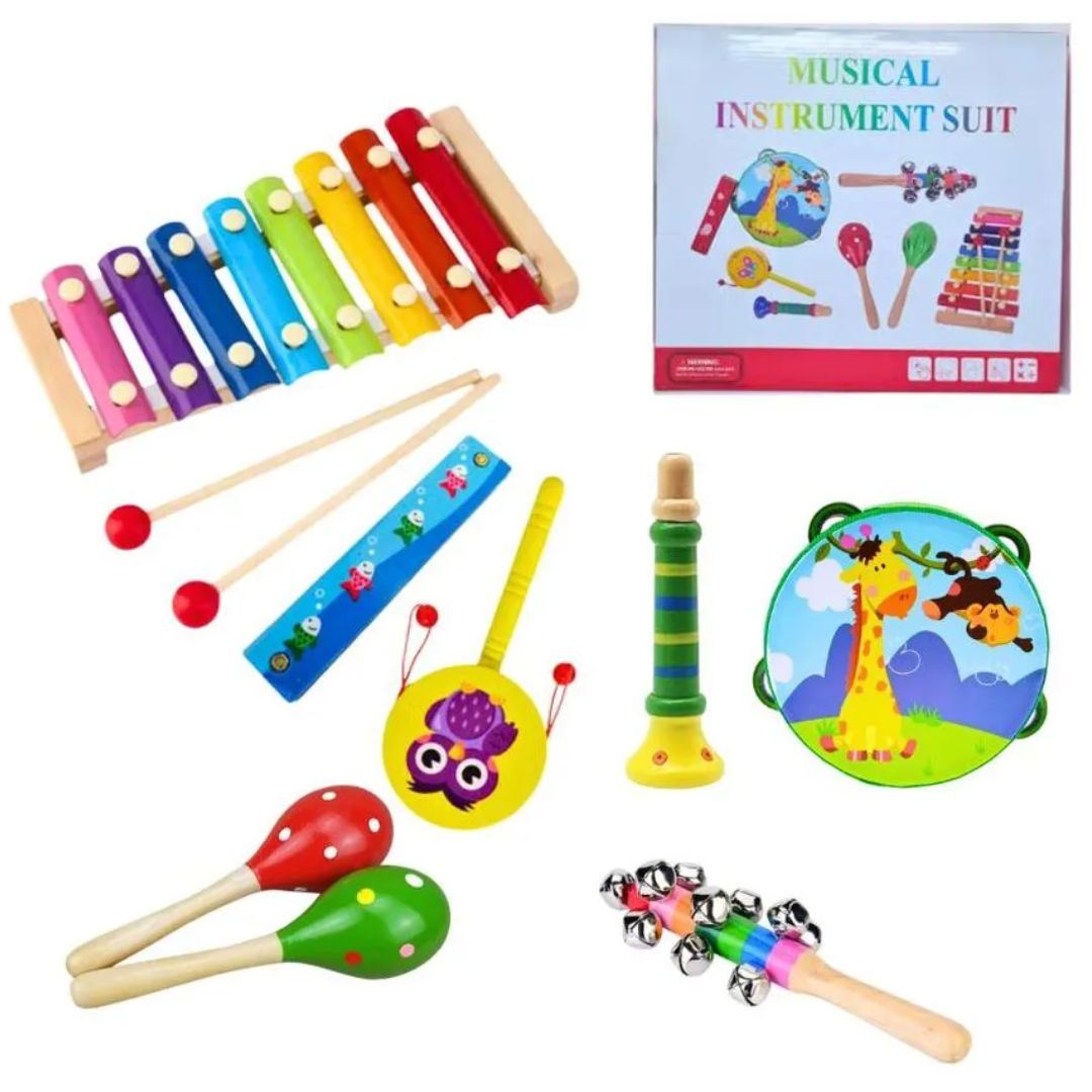 Set De Instrumentos Musicales de madera Coloridos Para Niños
