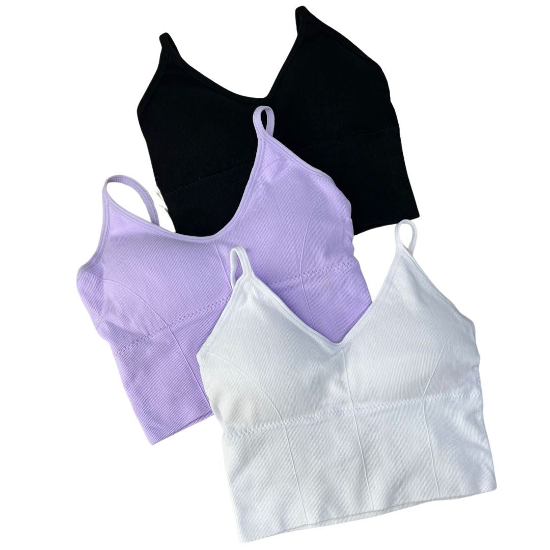 Pack 2 Top / bividi  de tiras delgada  con fajita con push up removible microfibra