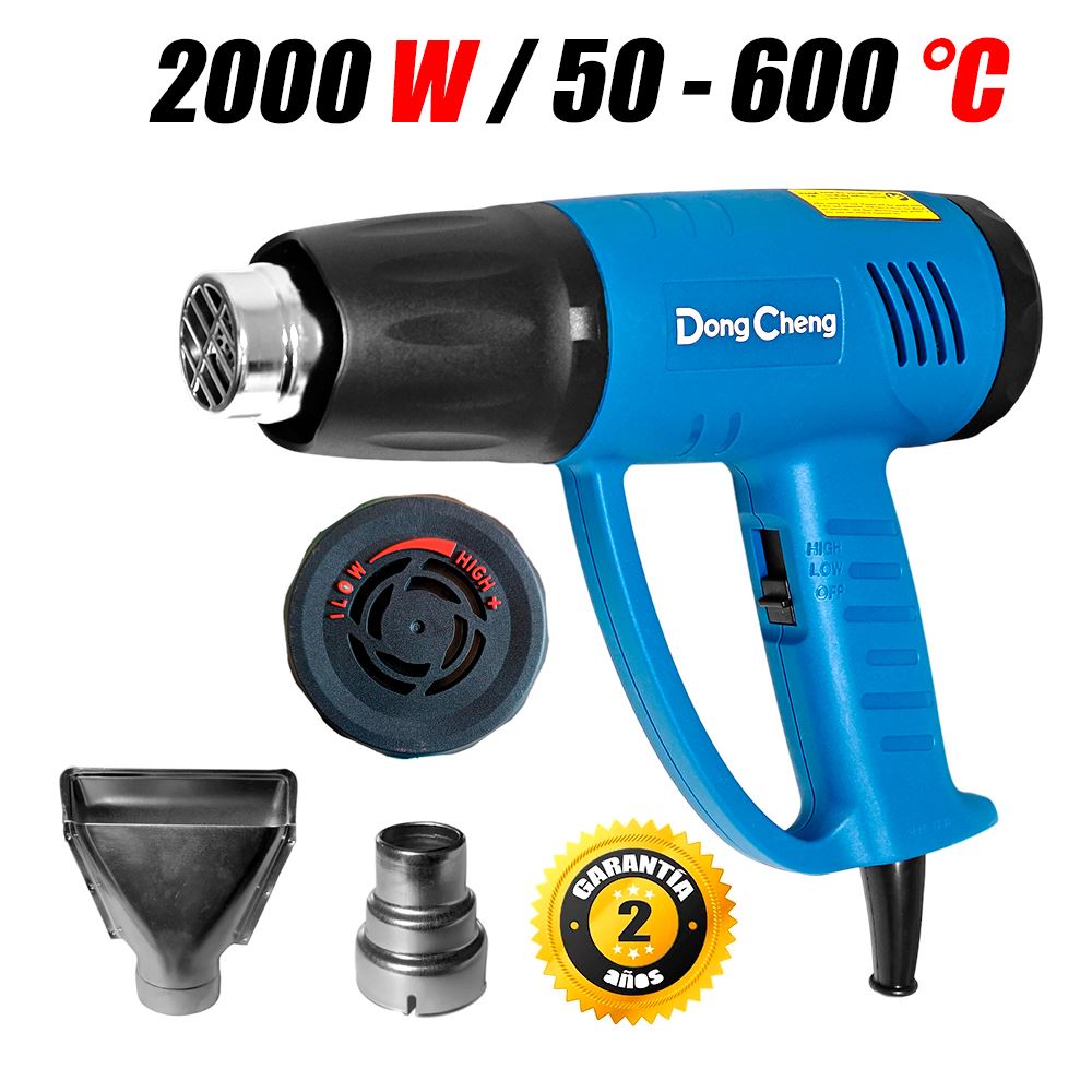 Pistola de Calor Aire Caliente Dongcheng DQB2000 2000W 50-600°C Dobla Tubos