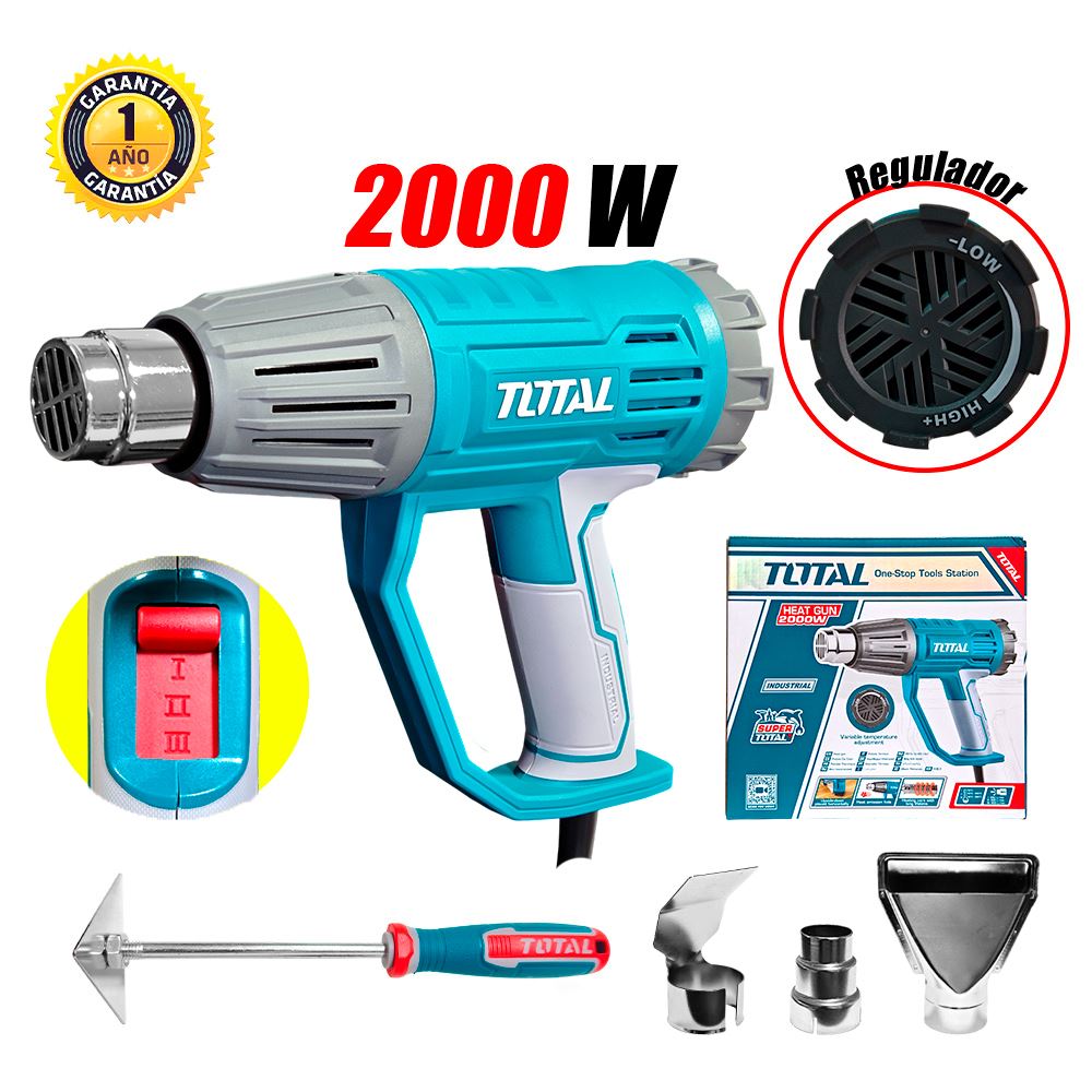 Pistola de Calor Aire Caliente Industrial Total TB20045 50-550°C 2000W Temperatura Variable Dobla Tubos
