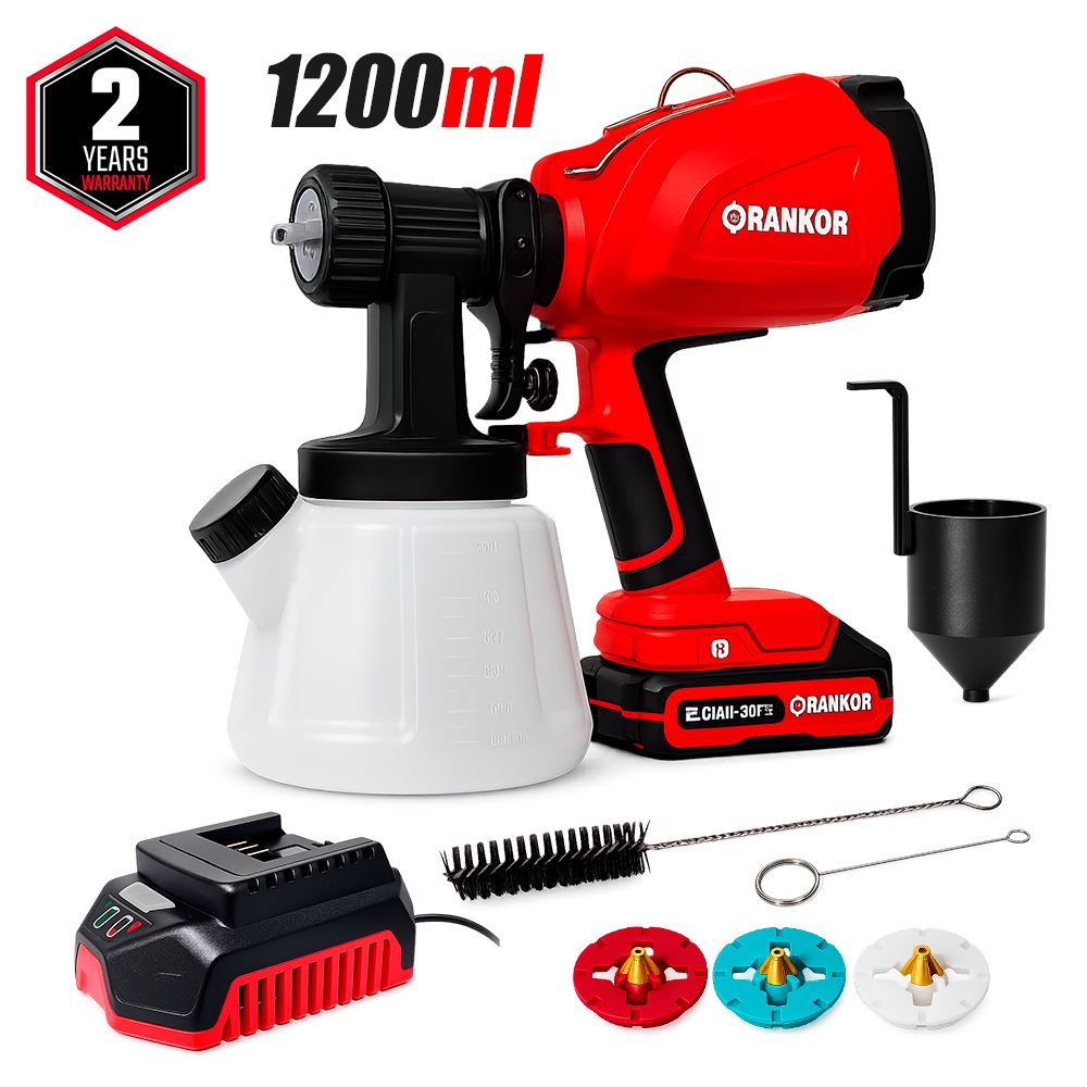 Pistola Pintar Pulverizadora Inalambrica Rankor RLSG2001 20V 1200ml 1Bat x 2Ah