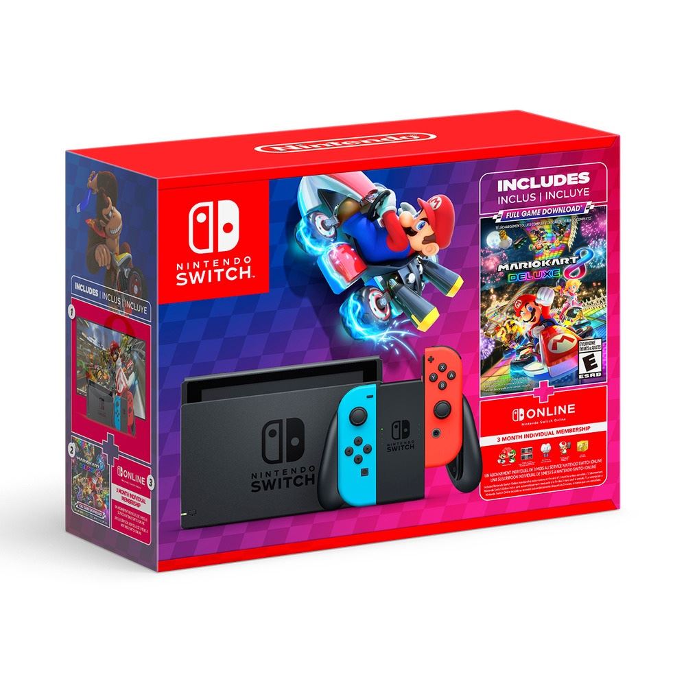 Nintendo Switch Neon Mario Kart 8 Bundle + 3 Meses Switch