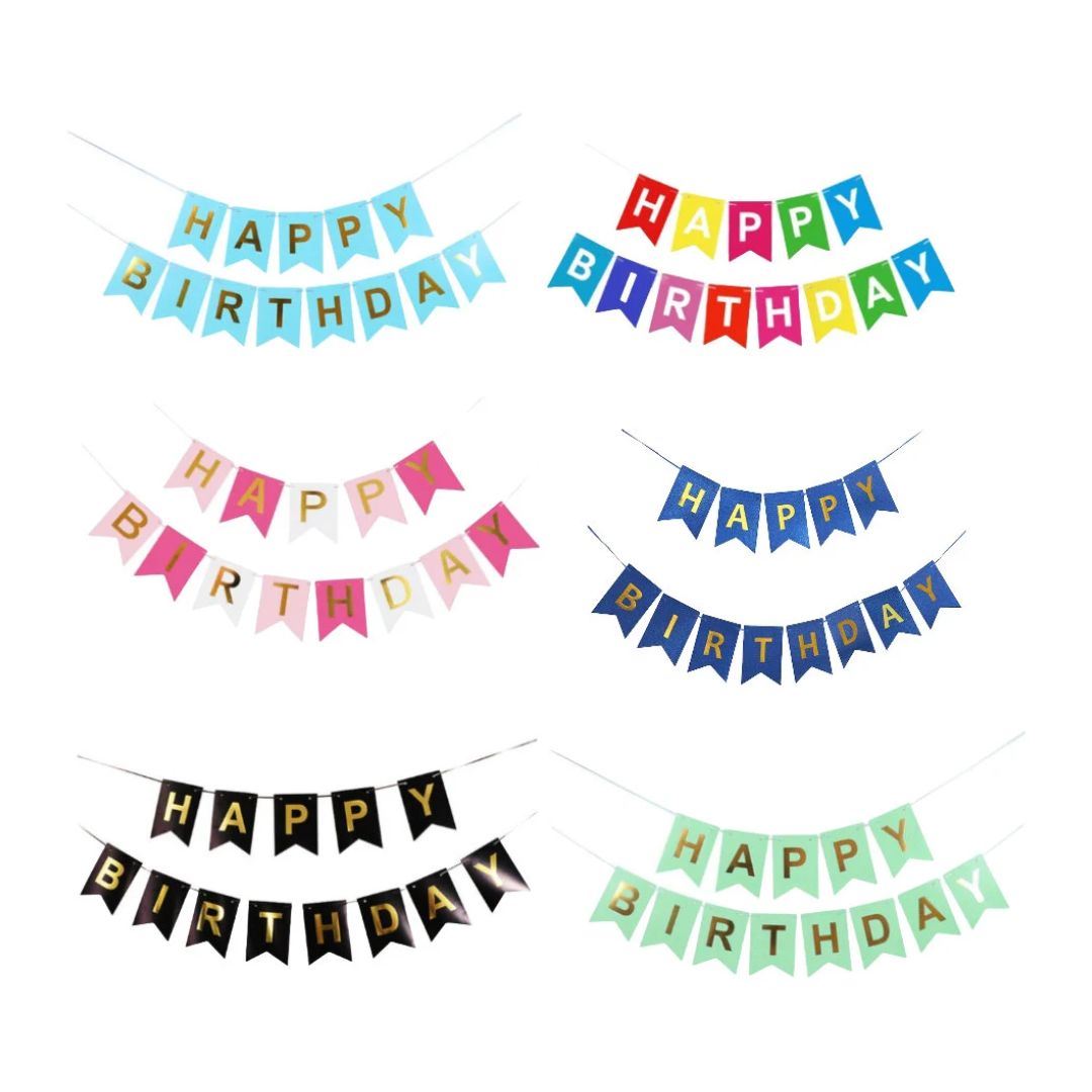 Pack 3 BANDERIN LETRERO FELIZ CUMPLEAÑOS