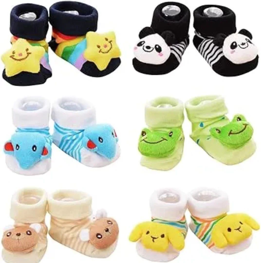 Pack 3 Medias antideslizantes para bebe con muñeco