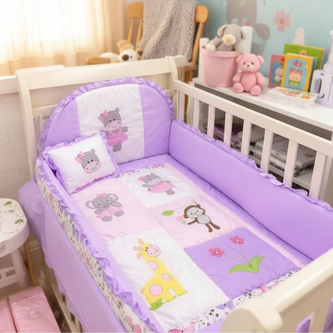 Set De Cuna Para Bebé 5 Piezas color Lila – Suave