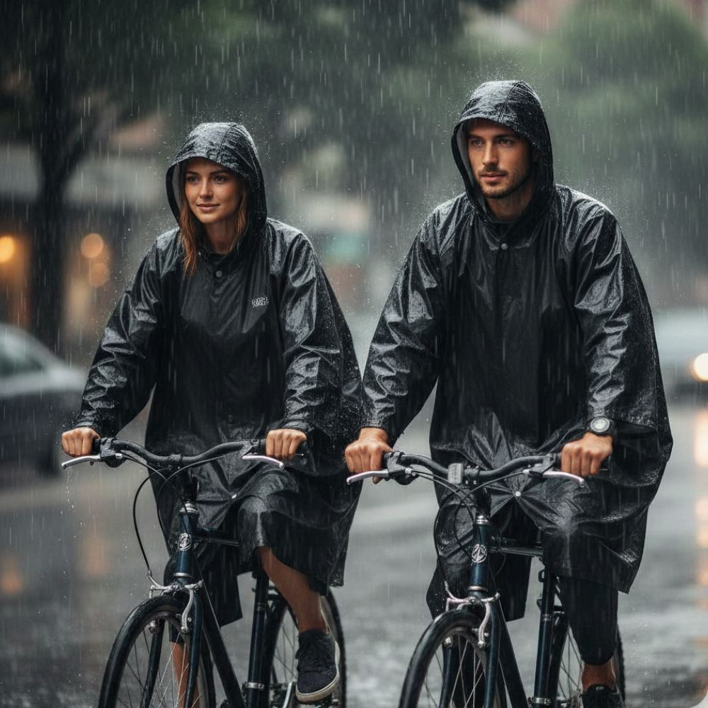 Impermeable Tipo Poncho Unisex Alta Densidad con Capucha – Negro | TALLA UNICA