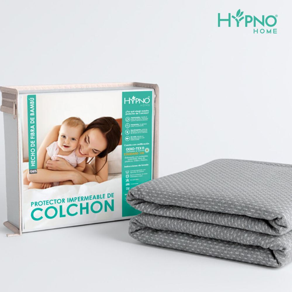 Protector De Colchón Impermeable Hypno Amoldable de Bambú - Gris