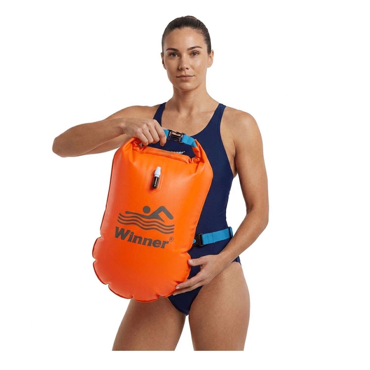 Boya de Natación Inflable con Bolsa Impermeable Porta accesorios para Aguas Abiertas