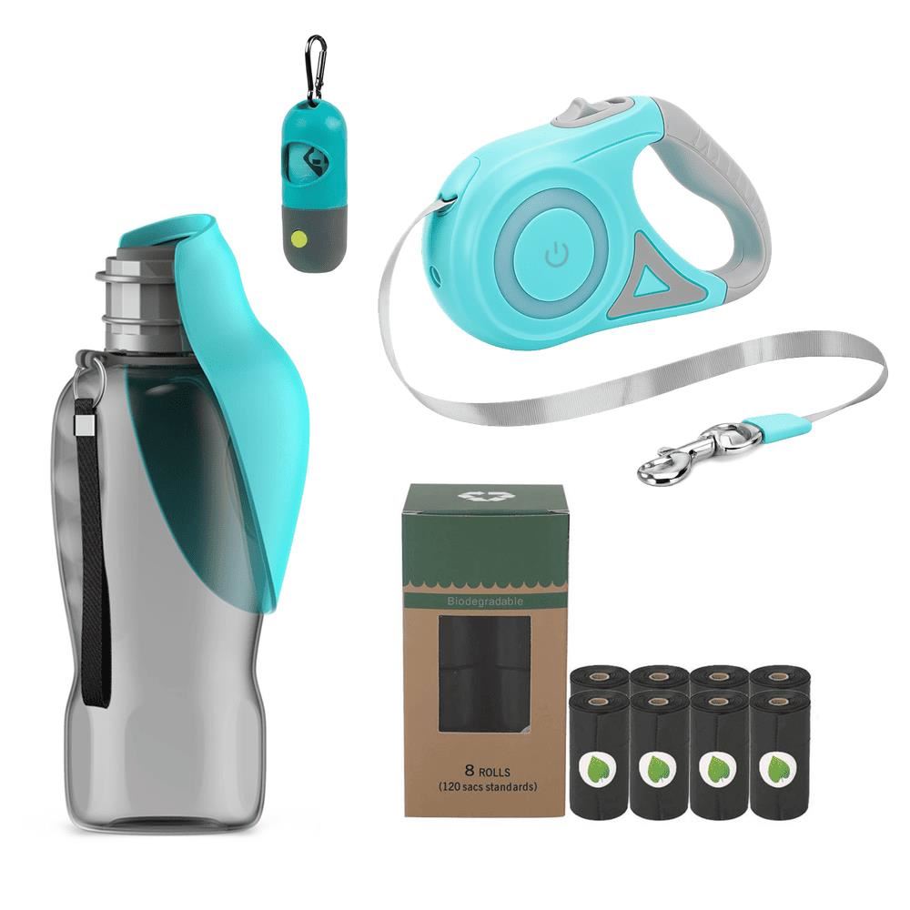 KIT PASEO PERRO COMPLETO 4 EN 1 CON CORREA LED