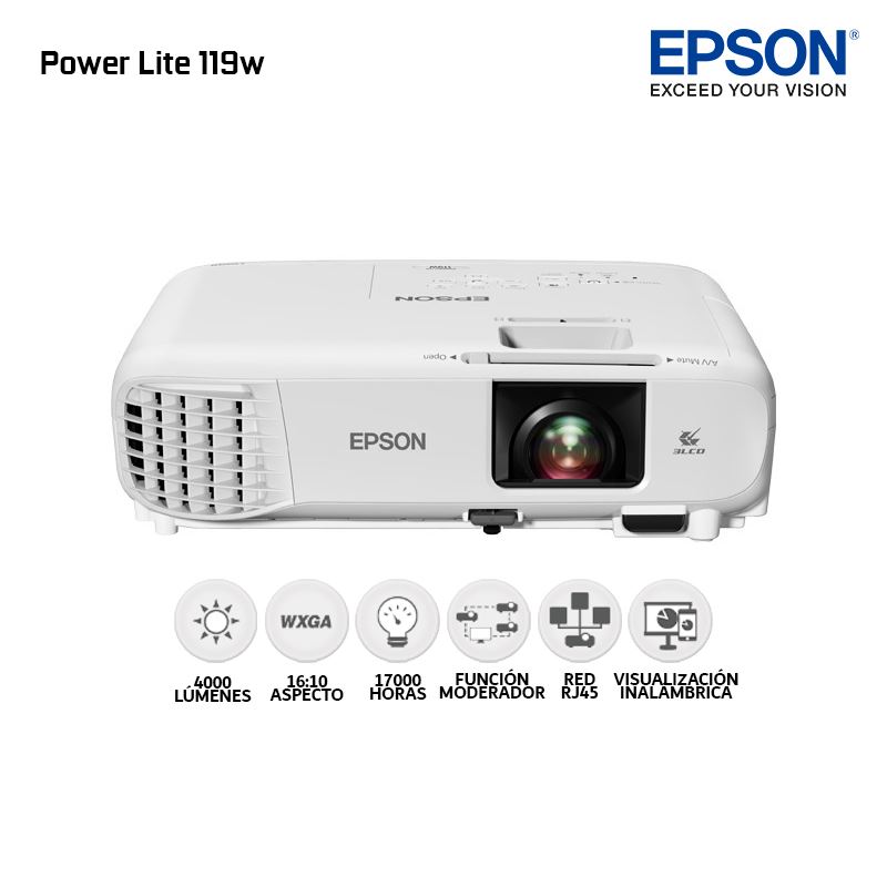 Epson PowerLite 119W WXGA 3LCD 4000lm Dual HDMI Proyector 1280x800 Nativo