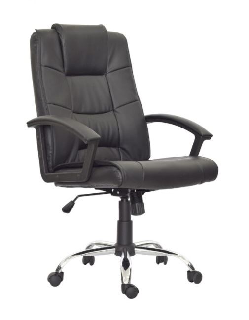 SILLA DE OFICINA PRESIDENCIAL ERGONÓMICA OV-BASIC  CUERO NEGRO