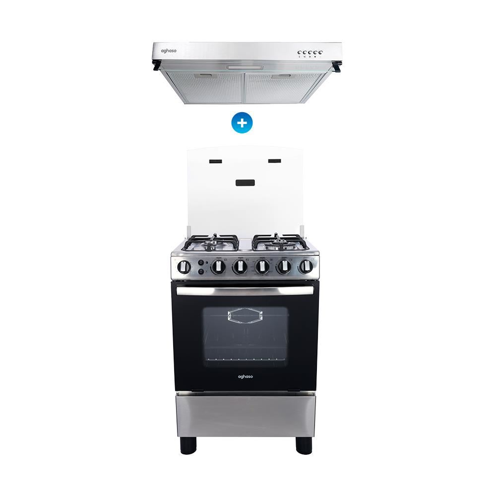Combo: Cocina 4 hornillas Premium GN + Campana extractora 60 cm