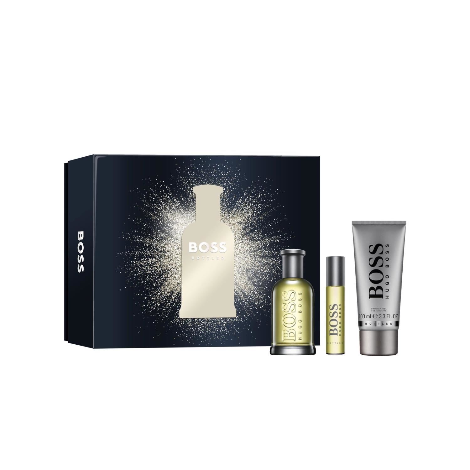 Set Perfume Hugo Boss Bottled Hombre EDT 100 ML + 100 ML + 10 ML