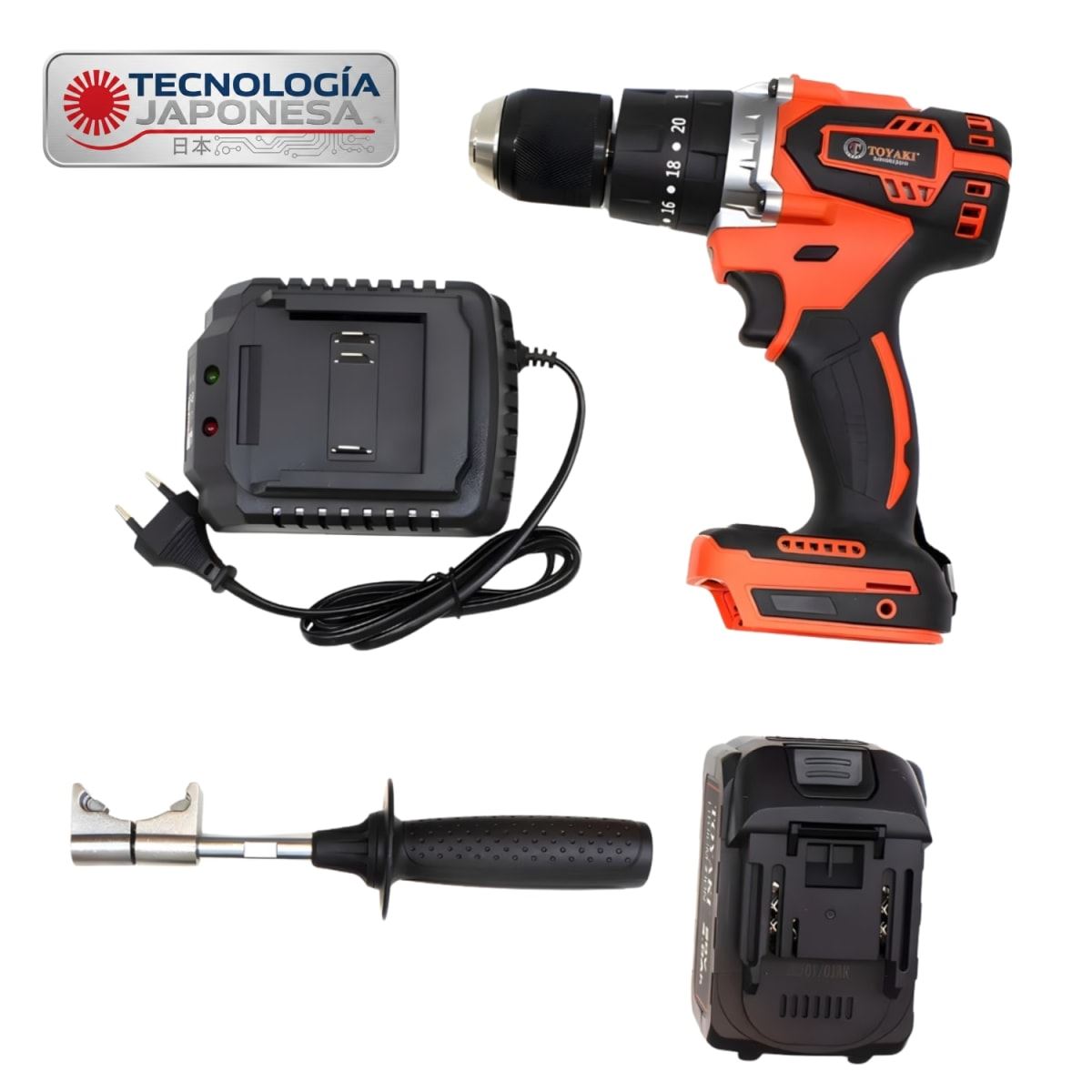 Taladro percutor 80nm + 2 baterias y cargador Toyaki