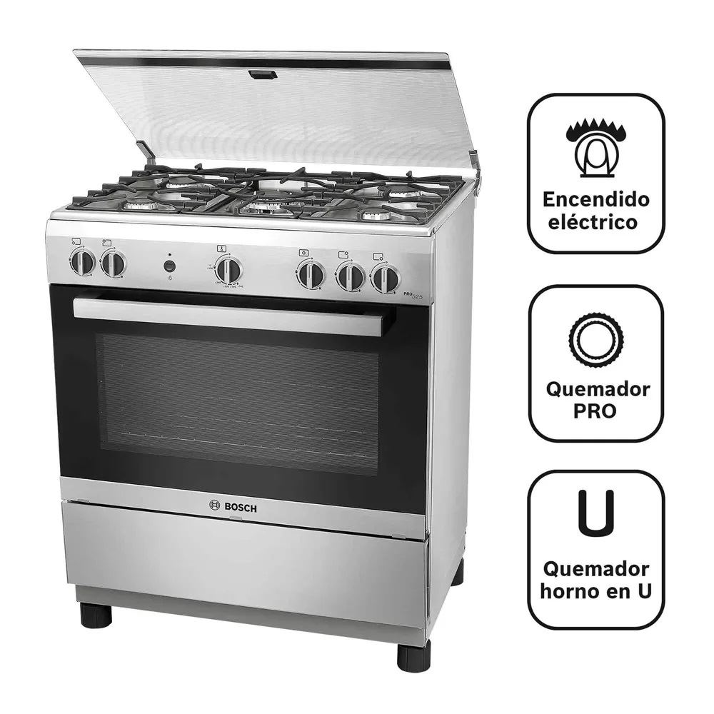Cocina Bosch PRO525 IX a Gas de Pie 30" 5 Hornillas Acero Inoxidable