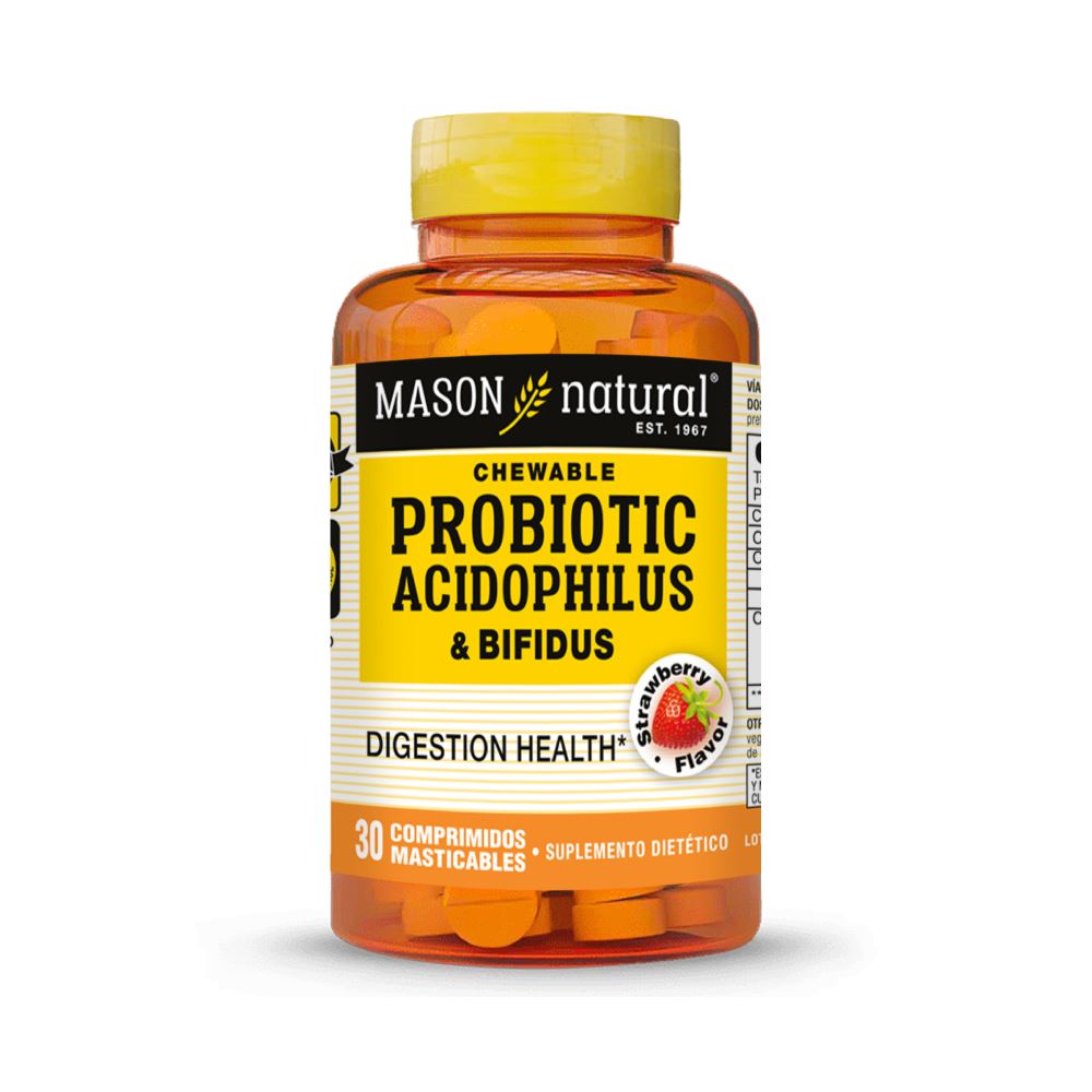 PROBIÓTICO ACIDOPHILUS Y BIFIDUS - 30 COMPRIMIDOS MASTICABLES
