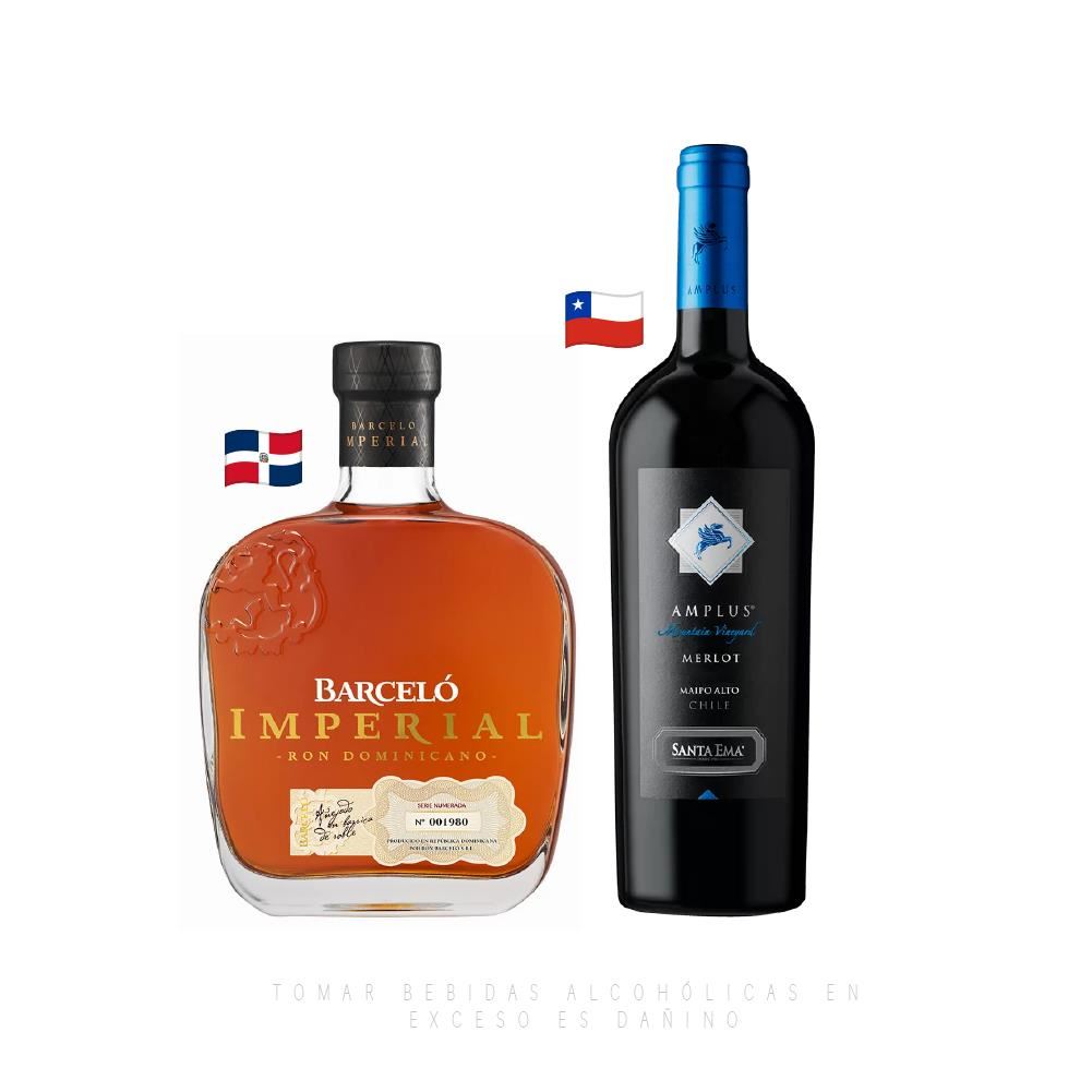 Pack Ron Barceló Imperial 750ML + Vino Amplus Merlot 750ML