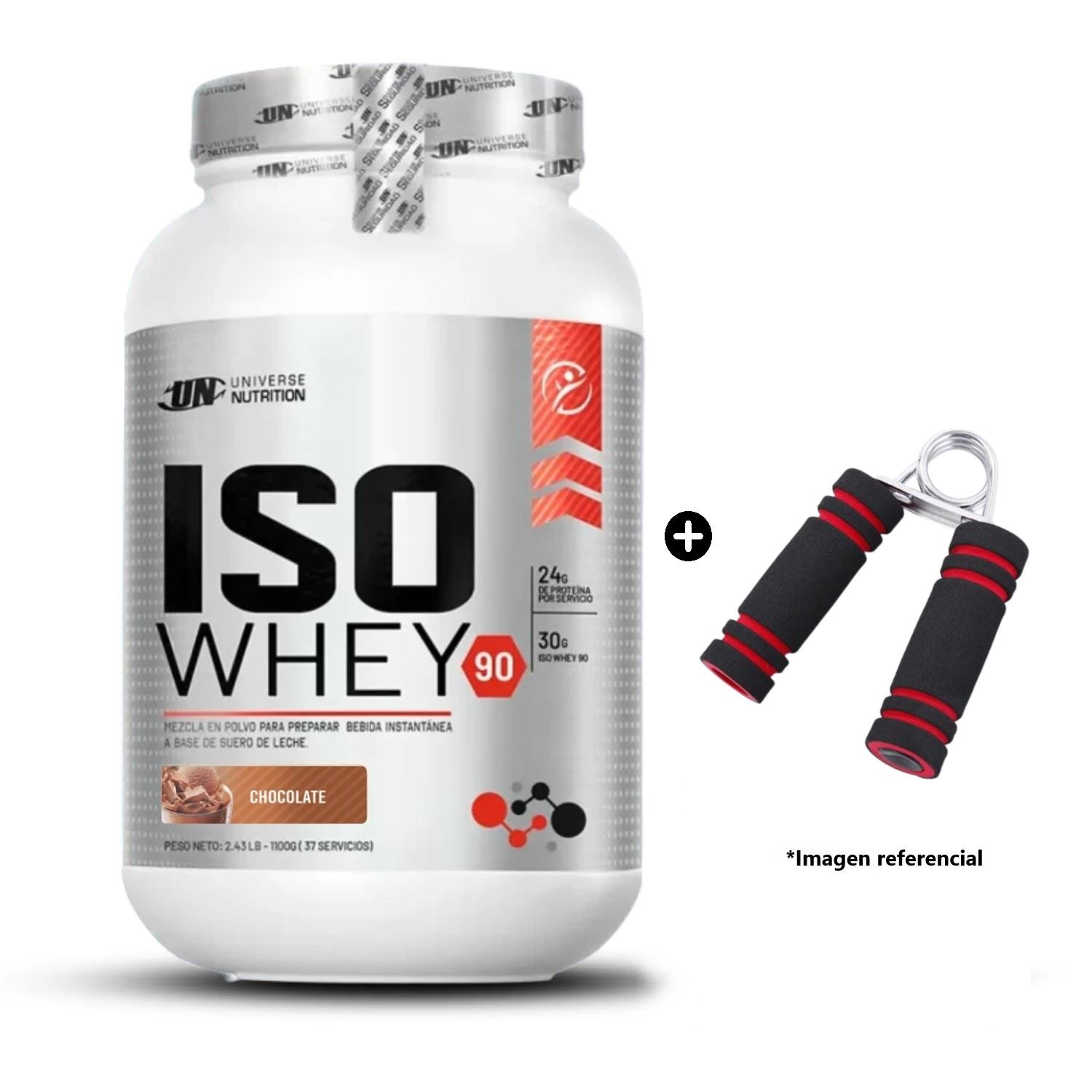 PROTEÍNA ISO WHEY 90 1. 1 KG CHOCOLATE + HAND GRIP