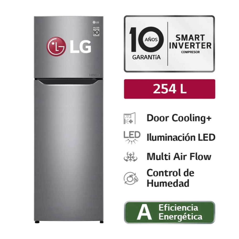 Refrigeradora LG Top Freezer GT29BPPDC 254 Litros No Frost Múltiple Flujo de Aire