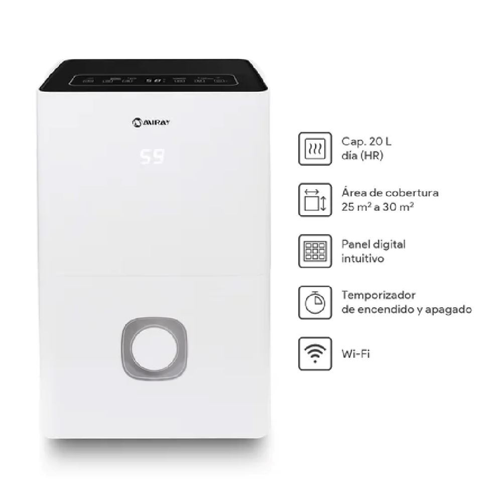 Deshumedecedor de Aire Miray DM-225W 4L Control Digital para Hogar