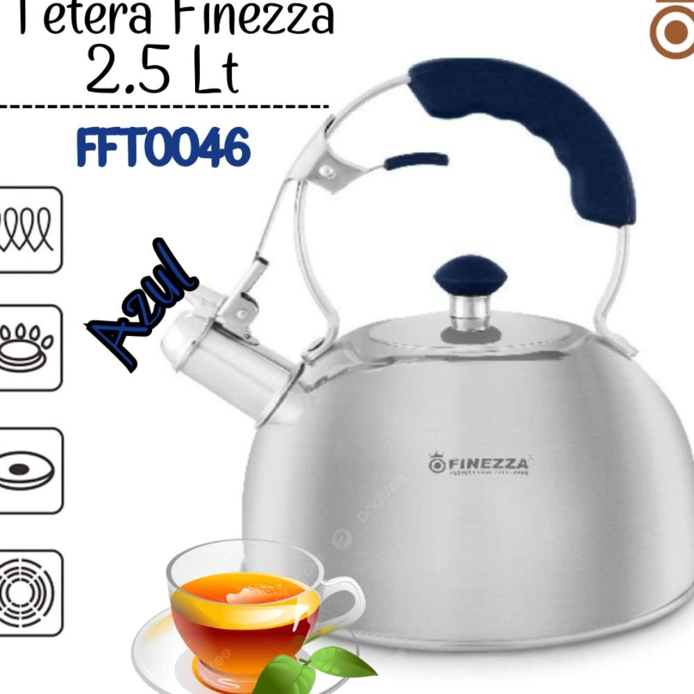 Tetera Finezza FF-T0046 de Acero Inoxidable Azul 2.5 L
