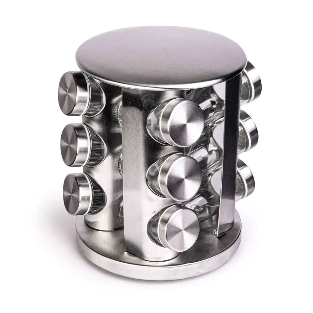 Set de Condimenteros Elegance con Tapa de Acero Inoxidable 12 Piezas