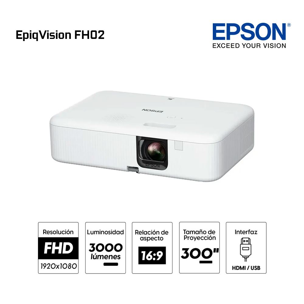Proyector Portátil EpiqVision FH02 con Android TV FHD 1080p de hasta 300 3LCD