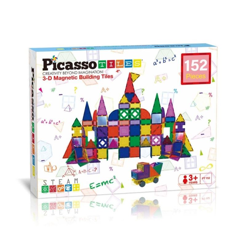 Set de Bloques de Construcción Magnéticos de 152 piezas traslúcidas