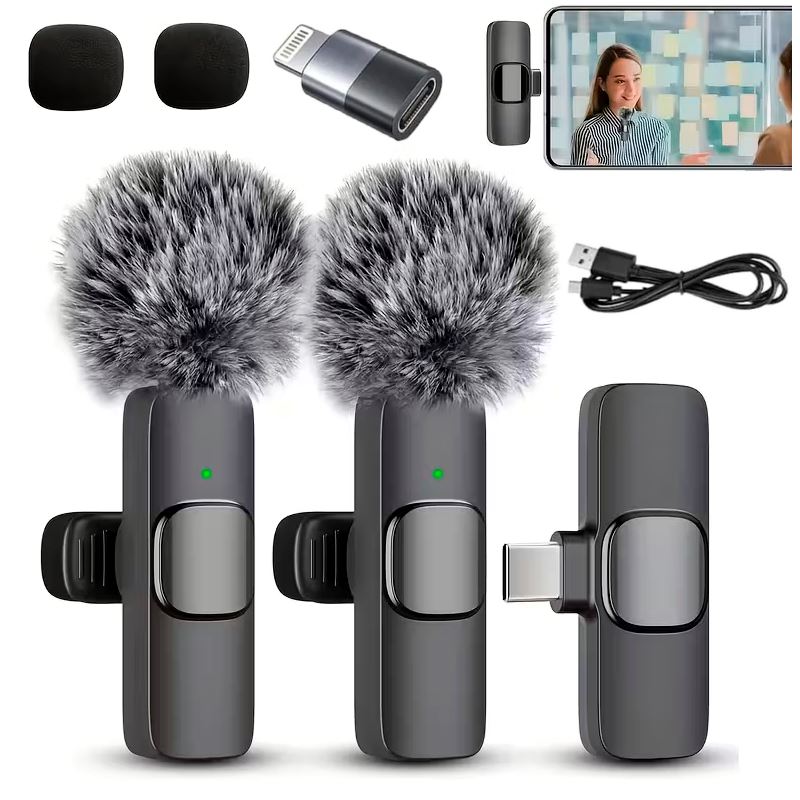 Kit Micrófono Inalámbrico Solapero para Tipo C y Iphone + Filtro