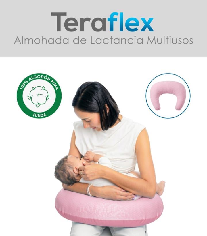 ALMOHADA LACTANCIA MULTIUSOS FUNDA ACOLCHADA ALGODON PIMA ROSADO TERAFLEX