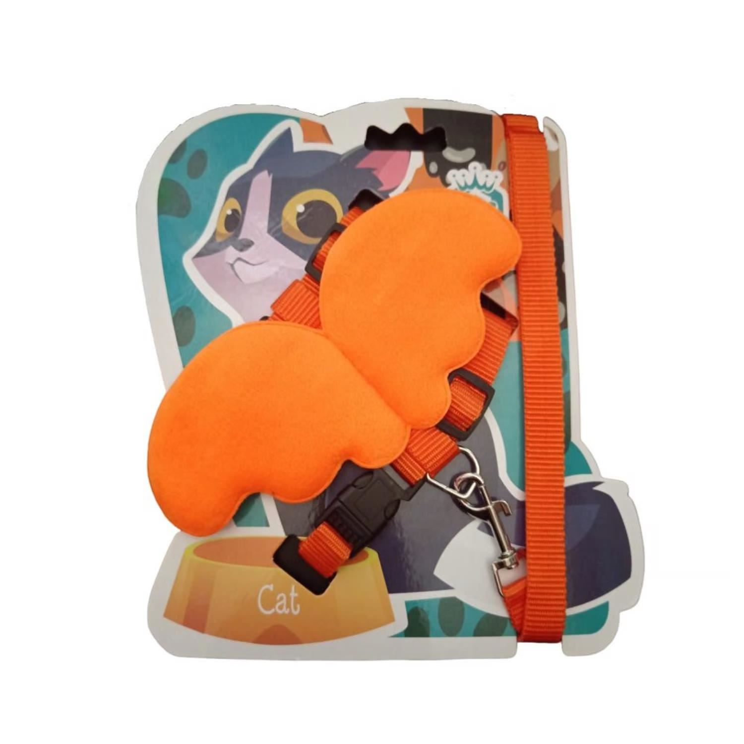 Arnés alas de ángel para cachorros, gatos o conejos color naranja talla S