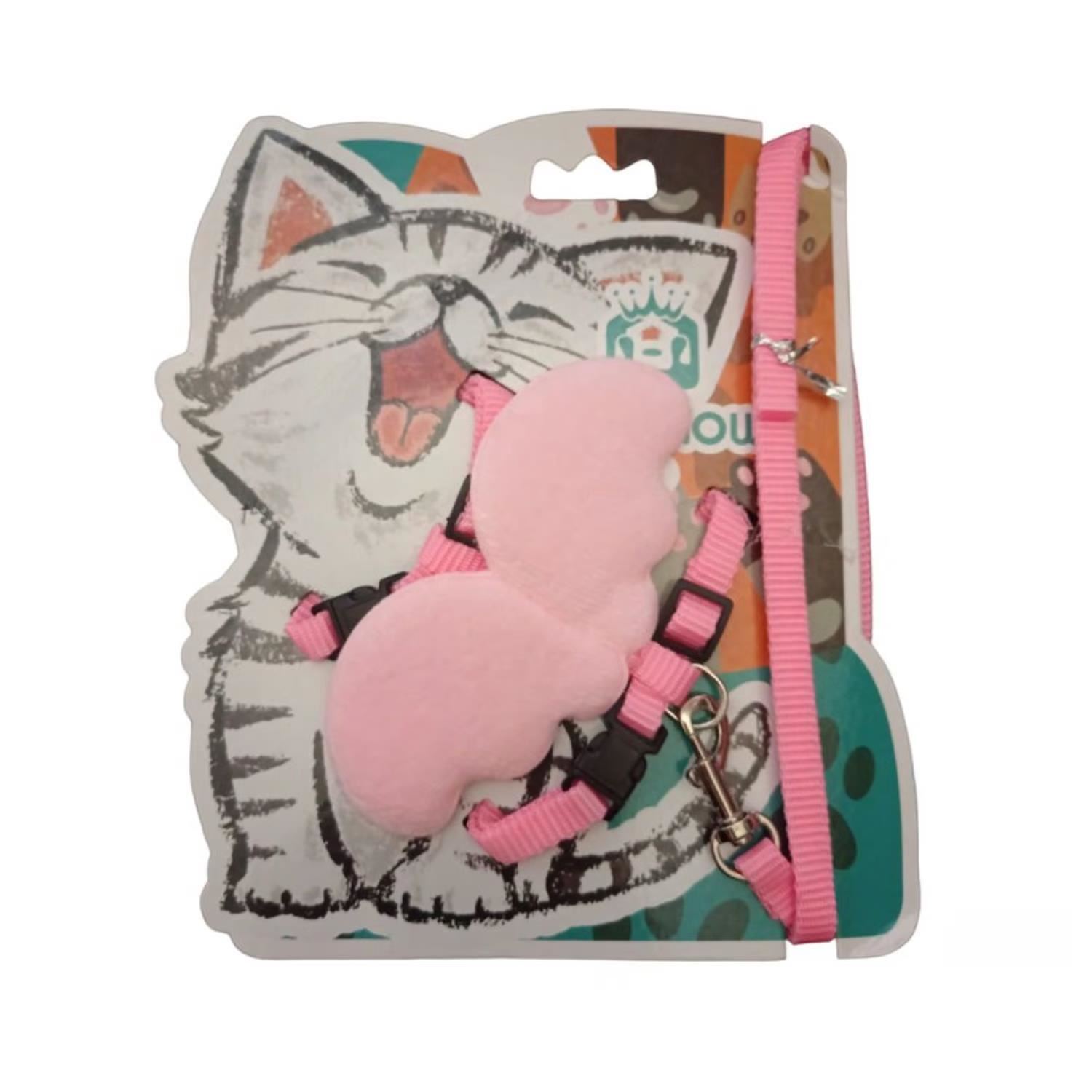 Arnés alas de ángel para cachorros, gatos o conejos color rosado talla S