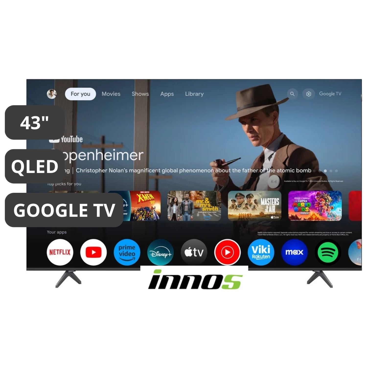 TELEVISOR INNOS 43” 4K QLED GOOGLE TV 2+64GB