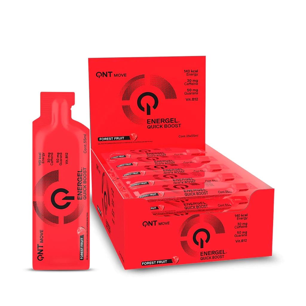 Caja de 25 Geles Energéticos Frutilla 55 ml QNT