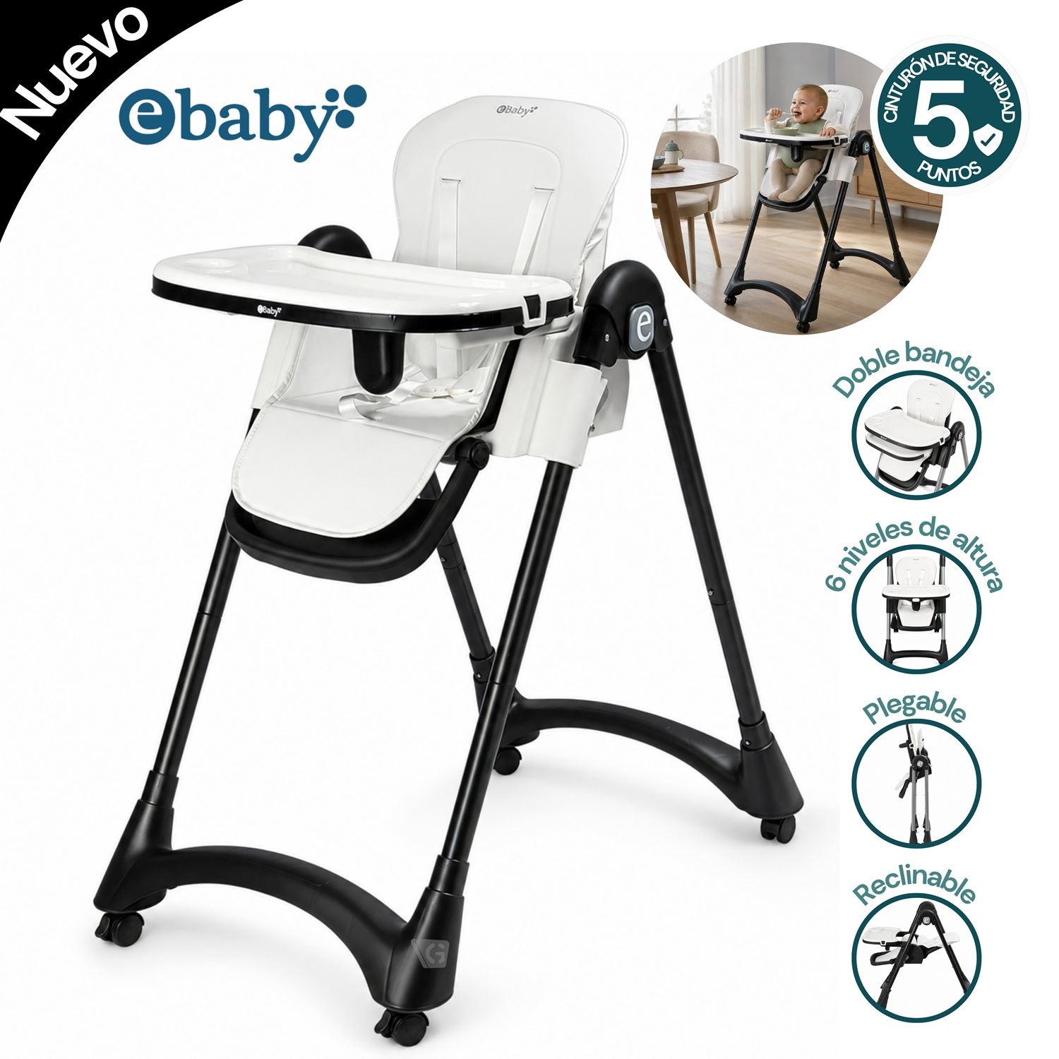 Silla de comer LEIA EB642 Blanca