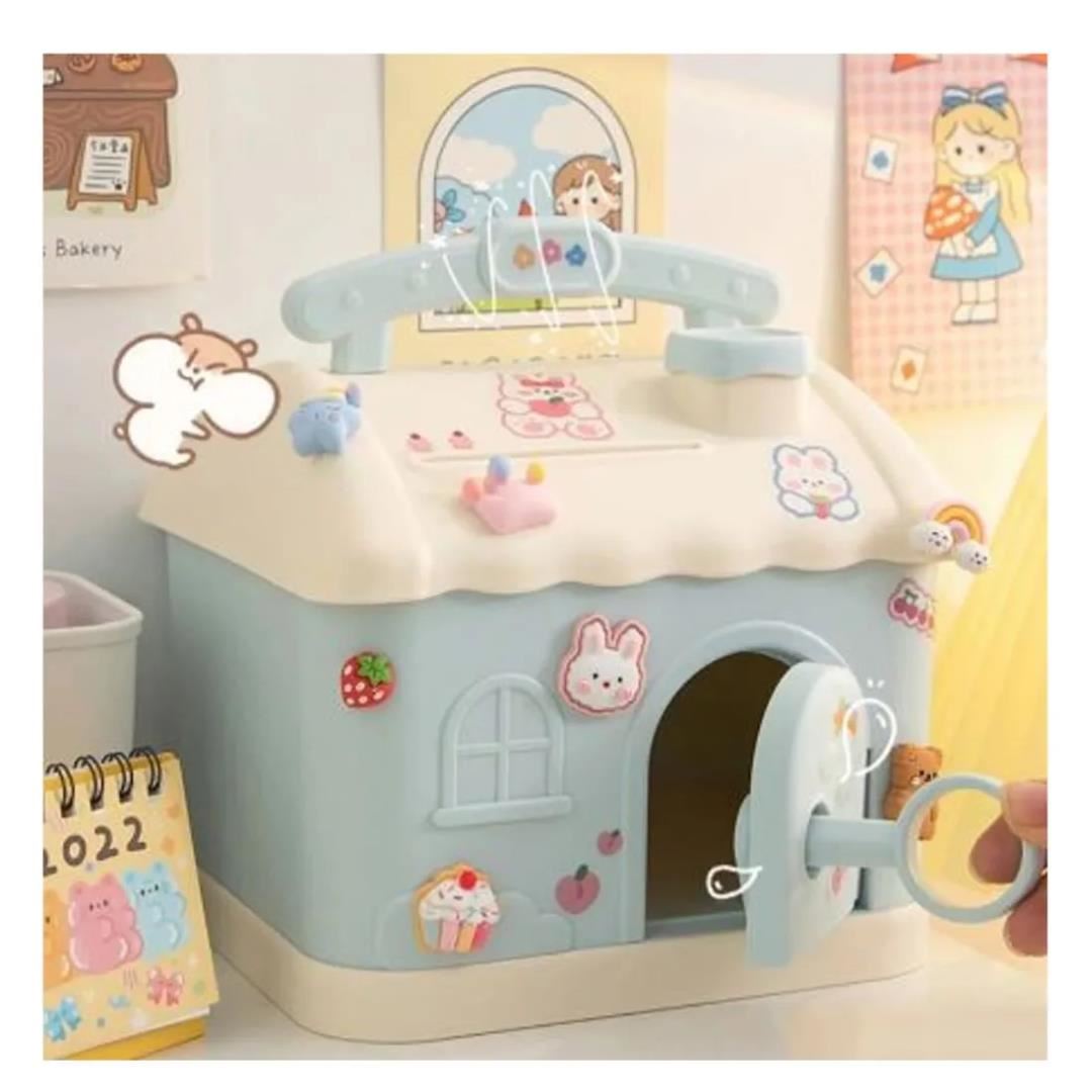 Alcancia Casita Modelo Kawai Con Stiker 2d Y 3d