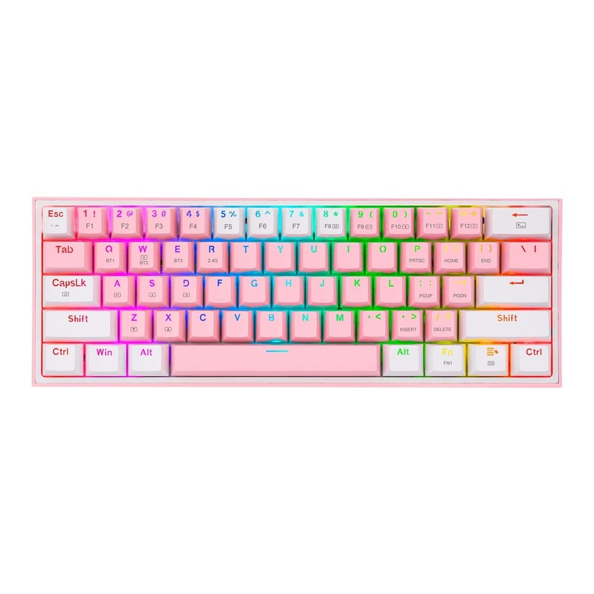 Redragon - Teclado Fizz Pro K616 RGB Wireless Switch Red Español / Pink-White