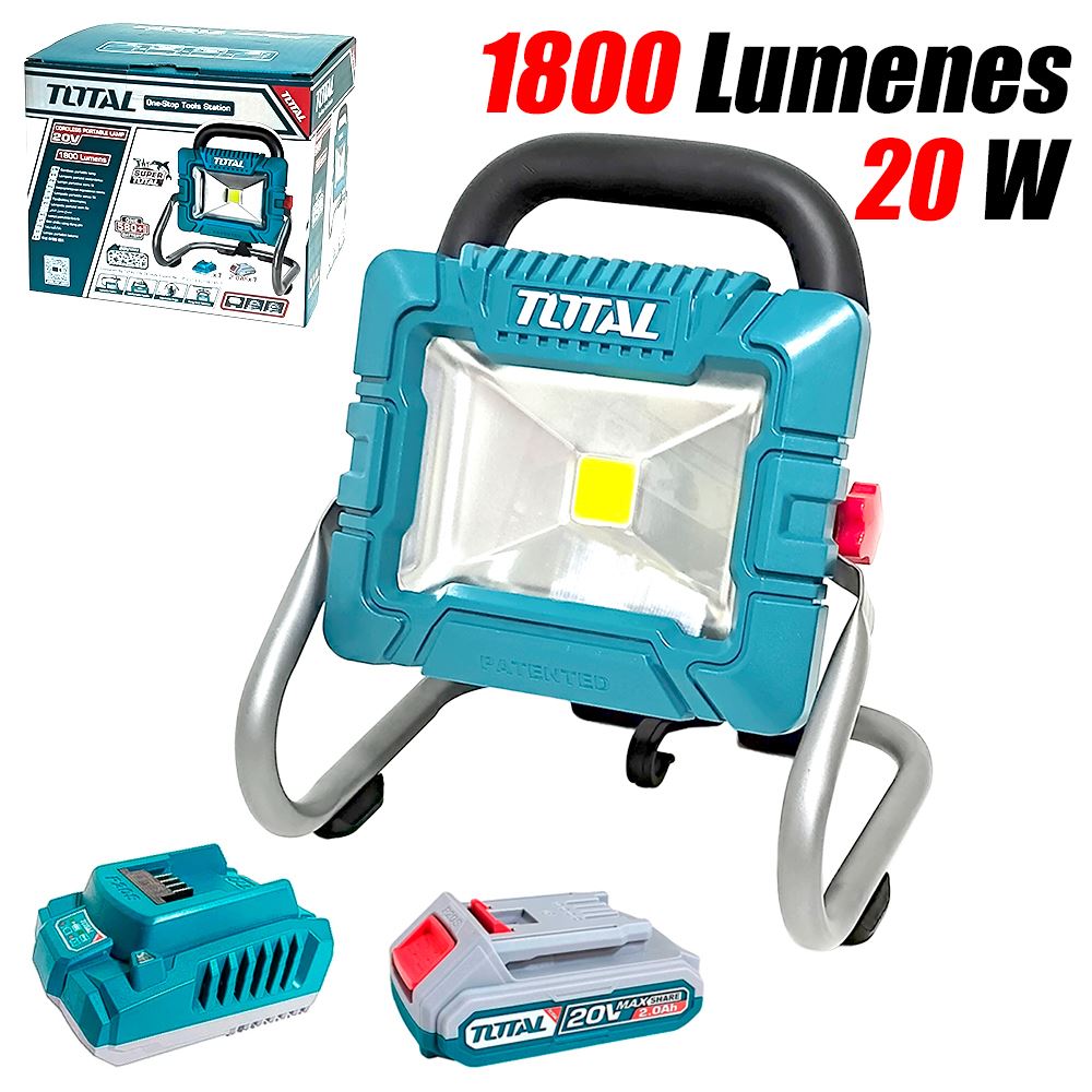 Lampara Reflector Led Total TWLI20258 20V 20W 1800 Lumenes 1Bat x 2Ah
