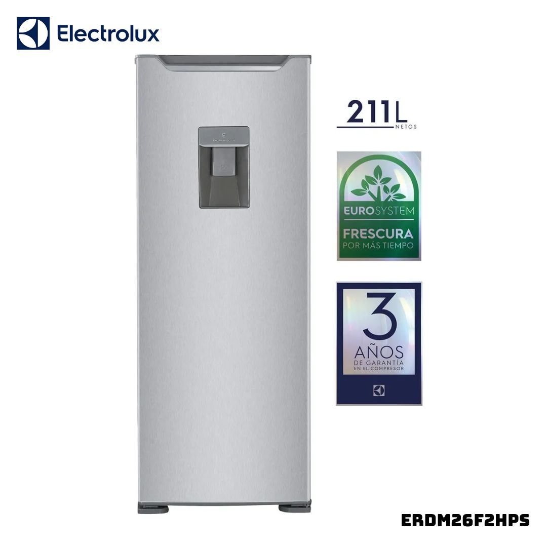 REFRIGERADORA ELECTROLUX 211 L CON DISP DE AGUA PLATEADO - ERDM26F2HPS