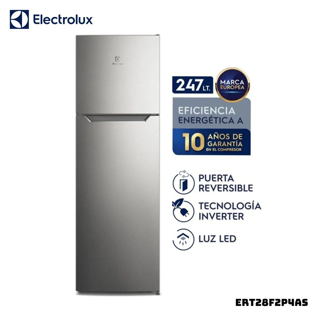 REFRIGERADORA ELECTROLUX 251 L TOP FREEZER PLATEADO - ERT28F2P4AS