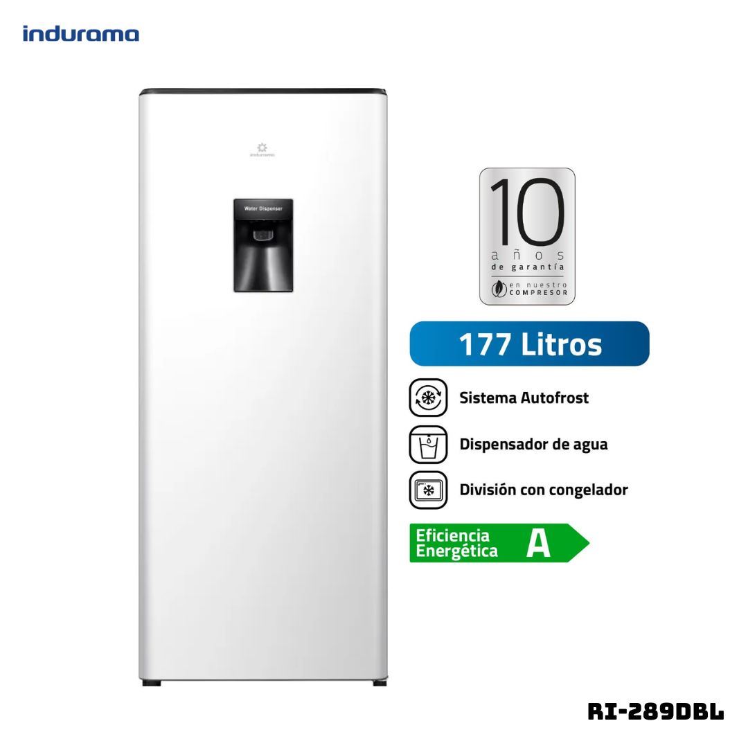 REFRIGERADORA INDURAMA 177 L CON DISP DE AGUA BLANCA - RI-289DBL